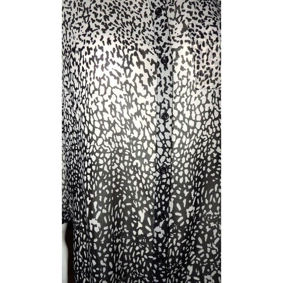 Zashi NWT Blouse Shirt Button Up Sheer Animal Print Ombre New Coverup 3/4 Sleeve - Picture 2 of 15